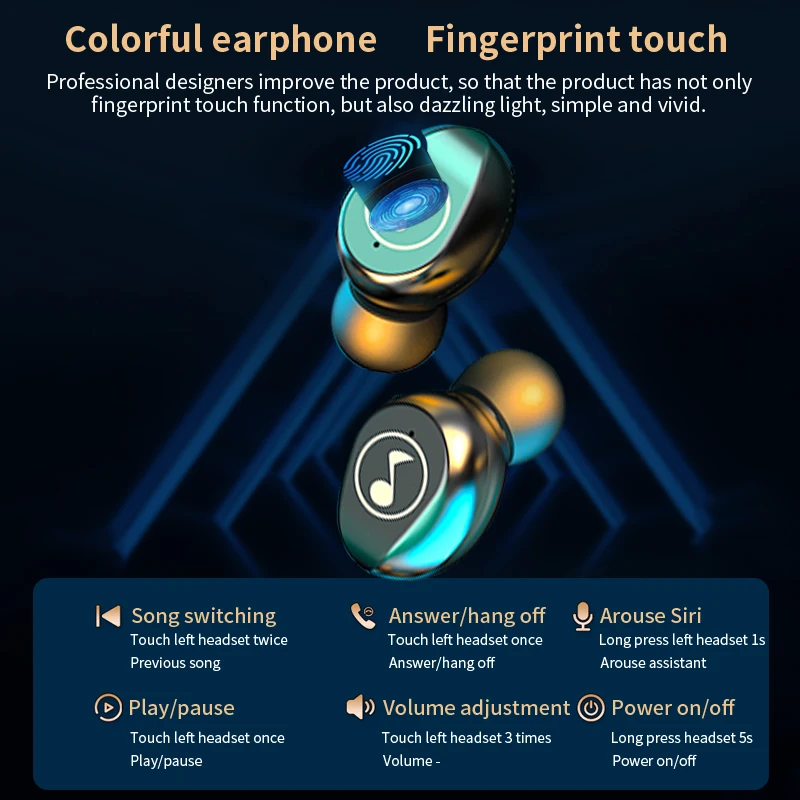 TWS Bluetooth 5 0 Waterproof Headphones With Microphone Wireless Sport Earbuds Earphones 2000mAh Charging Case 9D Stereo Headset