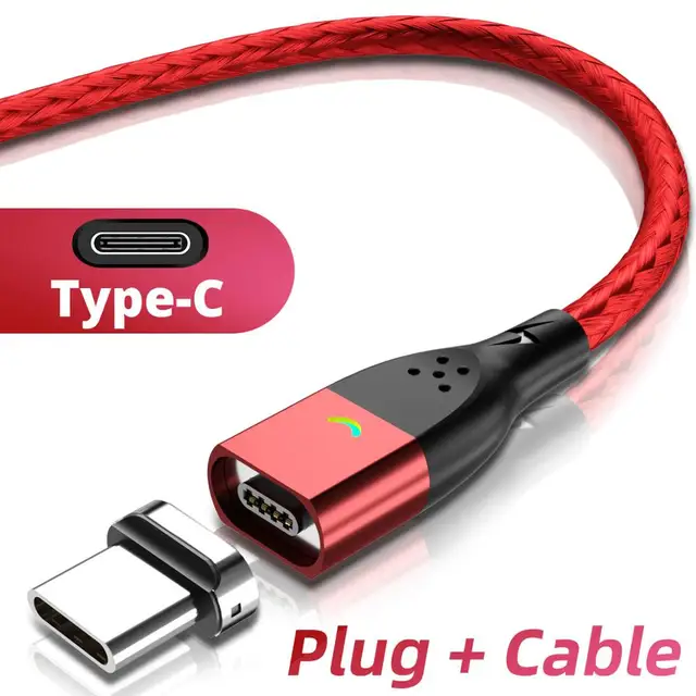 FONKEN Magnetic Cable Micro USB Type C Magnetic Charging Cables Magnetic Charger for iPhone Samsung Huawei Xiaomi Quick Charge Type-C Red Cable