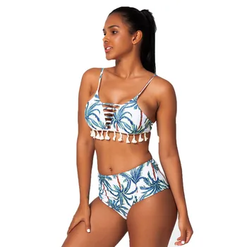 

2020 Summer Fashion Sexy Print Bikini Women Split Swimsuit Thicken Bra Beach Halter Bikini Swimwear Maillot De Bain Femme