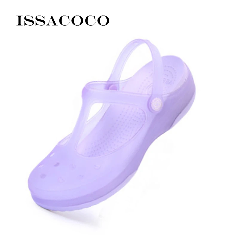 Summer Women's Wedge Platform Jelly Beach Sabot Transparent Shoes Sandals For Girls Sanitary Clogs Woman Medical Hoof ISSACOCO women sandals,women wedges heels shoes