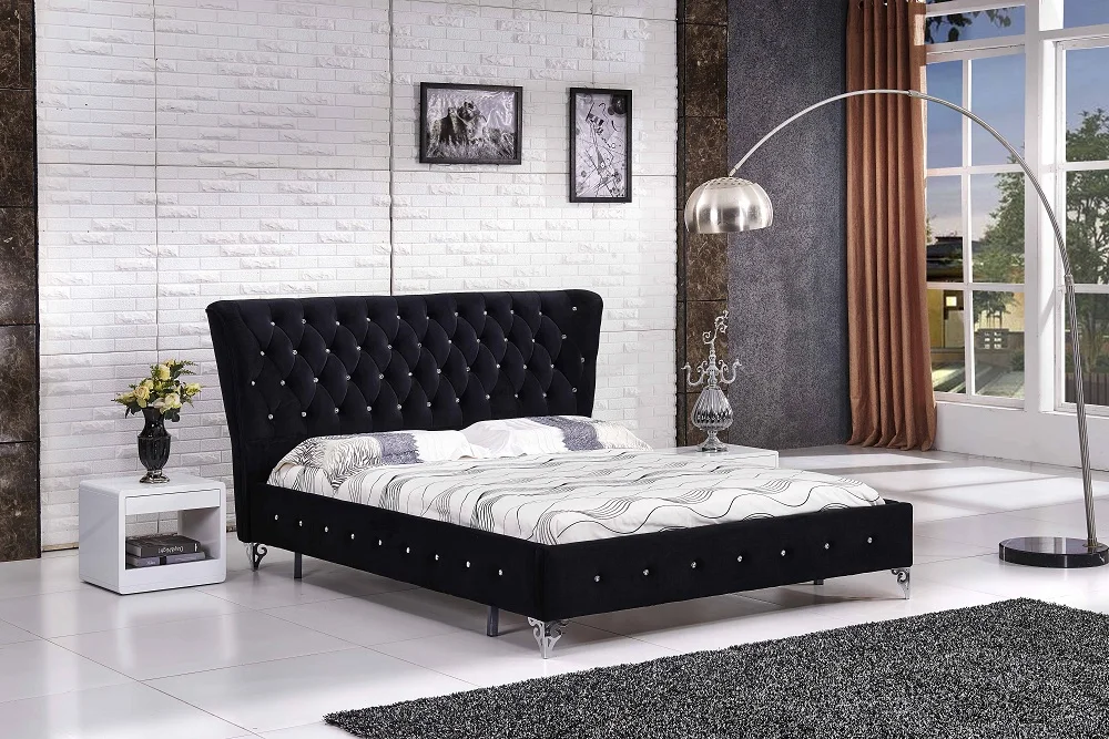 Комплект современной мебели для спальни тканевая кровать размера king size queen