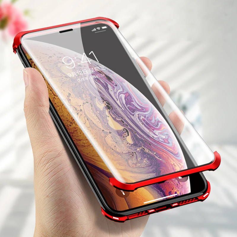 Роскошный Магнитный чехол для iPhone X XS Max XR 7 8 10 Plus s Передняя Задняя двухсторонняя