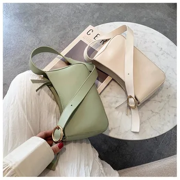 

Small bag female 2020 spring and summer new retro solid color texture dumpling bag ins wild shoulder portable armpit bag