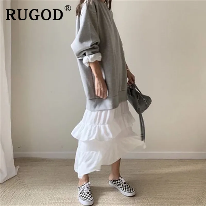 RUGOD модное лоскутное утолщенное вельветовое женское платье элегантное с