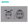 SRAN EU 2gang power socket,16A electrical plug grounded Hide LED indicator ,socket with usb, 146mm*86mm pc white wall socket ► Photo 3/6
