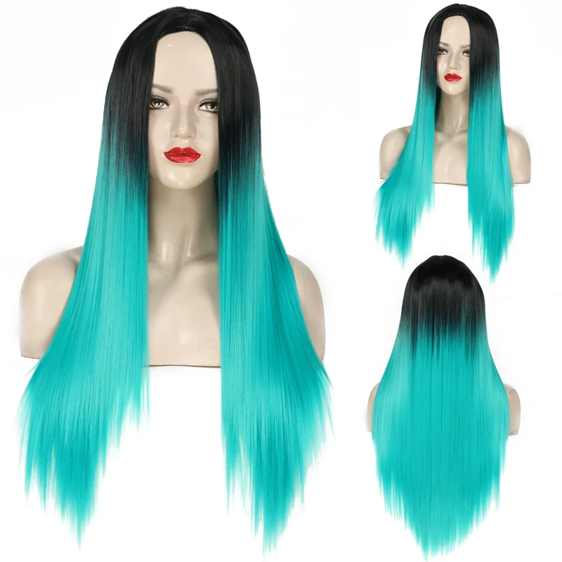 

Long Synthetic Straight Wigs for Women Middle Part Hairline Natural Looking Daily Party Wear Full Wig 24 Inches