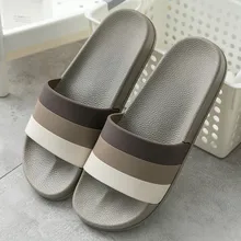 Для мужчин тапочки мужская обувь EVA Для женщин на плотной подошве; Вьетнамки; мягкая серого и белого цветов в полоску Повседневное Летняя мужская обувь Chaussures; большие размеры Femme7.22