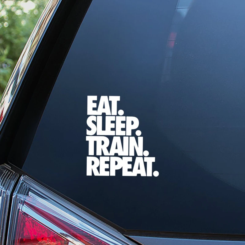 Черная/Серебристая Наклейка с надписью Eat Sleep Train художественная Виниловая