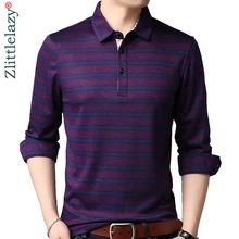 Брендовая Повседневная Роскошная футболка поло с длинным рукавом для фитнеса, мужская рубашка в полоску из Джерси, мужские футболки поло, модная одежда 90365