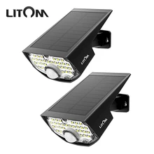 2 упаковки, Litom CD200, солнечное освещение, наружный датчик движения, ночная безопасность, настенный светильник, 30 светодиодный, IP65, водонепроницаемый, энергосберегающий, для сада, двора