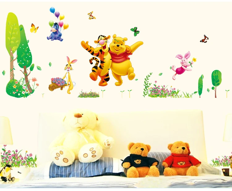 WinnieThePoohBearWallStickersForKindergartenKidsRoomHomeDecorationArtBoysGirls
