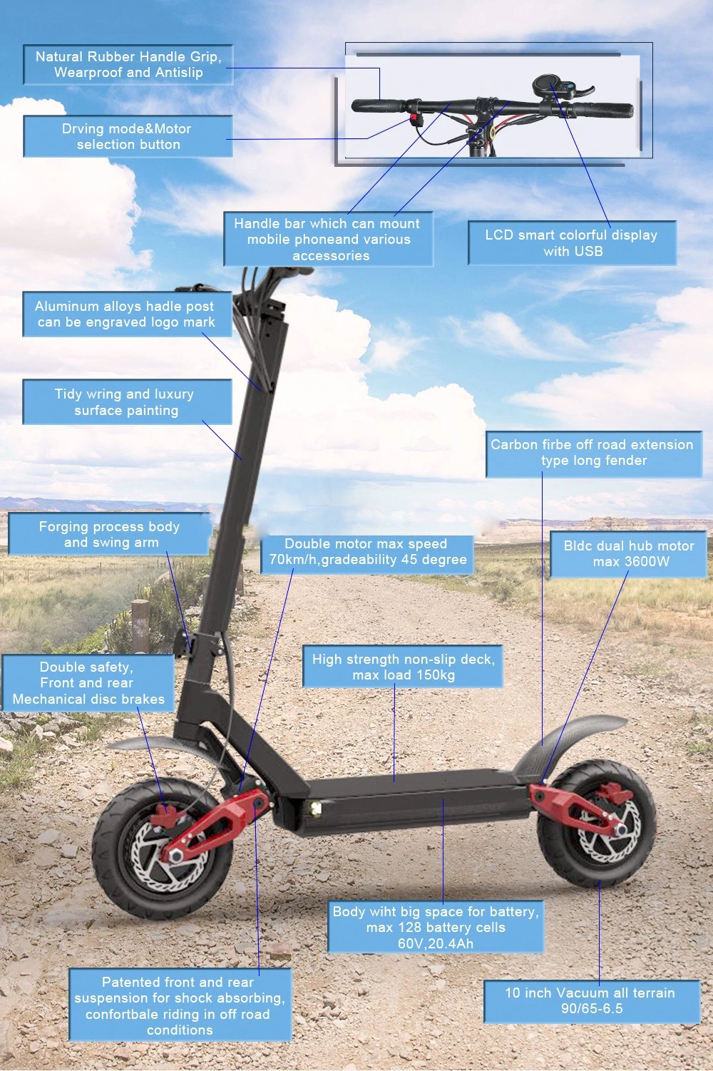E4-9 Electric Ecorider 2000w E4-9 Foldable Portable Mobility Electric Scooter
