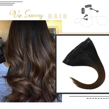 

[2020 NEW]VeSunny Halo Weft 100% Real Human Hair Extensions Machine Remy Hair Blonde Invisible Fishing Wire with 2 Clips