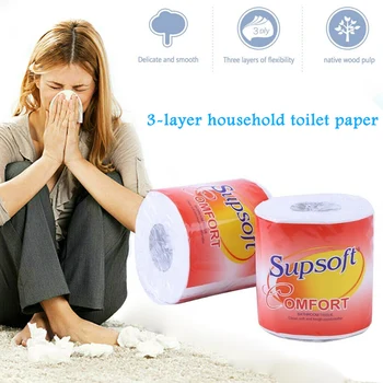 

10 Rolls Toilet Paper Bulk Rolls Bath Tissue Soft 3 Ply Skin-friendly for Bathroom Home New Hot Sale