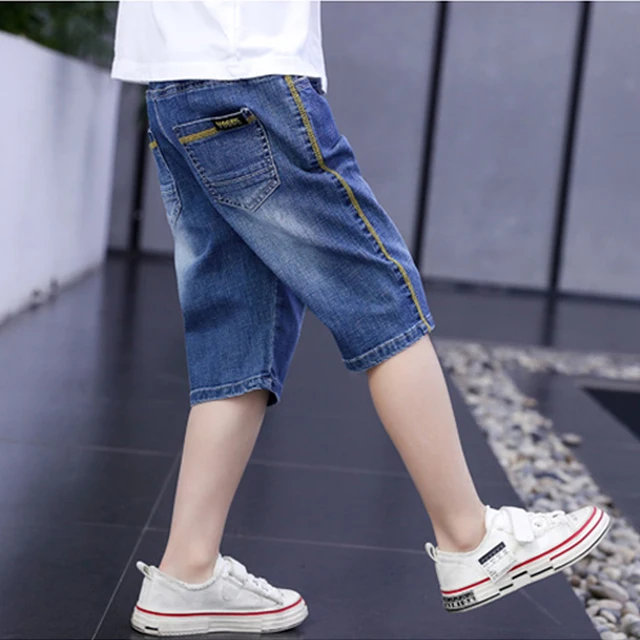 IENENS Child Jeans Shorts Summer Boys Pants Kids Soft Boardshorts Shorts Staright Casual Jeans Fit 4-11Y Young Boy Outing Wear 4