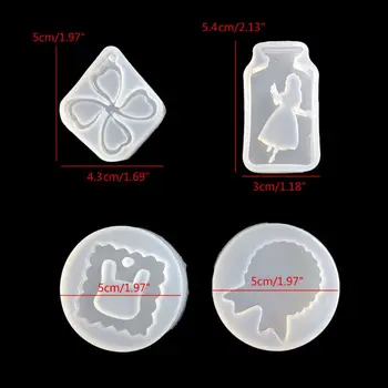 

4Pcs DIY Keychain Pendant Resin Casting Mold Rabbit Medal Badge Bottle Clover Epoxy Resin Mold Jewelry Making Art Tools