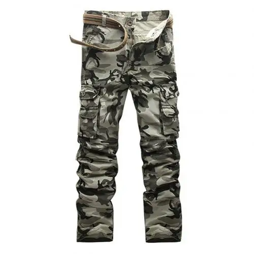 Men Camo Pants Multi Military Pattern Tactical Camouflage Trousers Sport Casual Slim Cargo Pants Soft comfortable to wear gifts - Цвет: Серый
