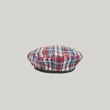 

Hat female tide retro British plaid beret summer thin flat top painter hat