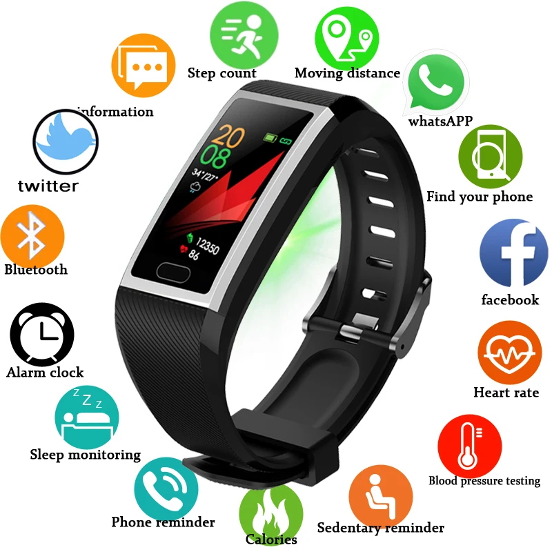 

LIGE 2019 New Smart Watch Heart Rate Monitor Fitness Tracker Sport Bracelet Waterproof Weather Display Smart Watch Relogio+box