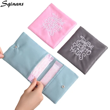 

Sqinans Korean Double Layer Portable Sanitary Napkin Bag Travel Women Reusable Bag For Cloth Menstrual Pads