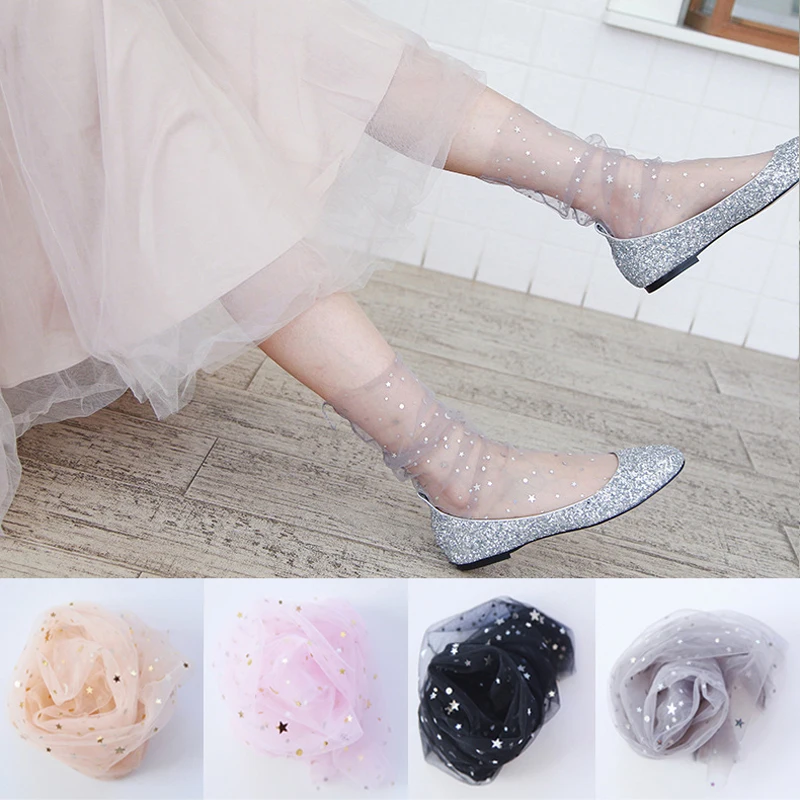 

2020 Colored Transparent Glass Filament Woman Socks Cotton with Love Heart Mesh Kawaii Socks Women Japanese for Spring Ladies