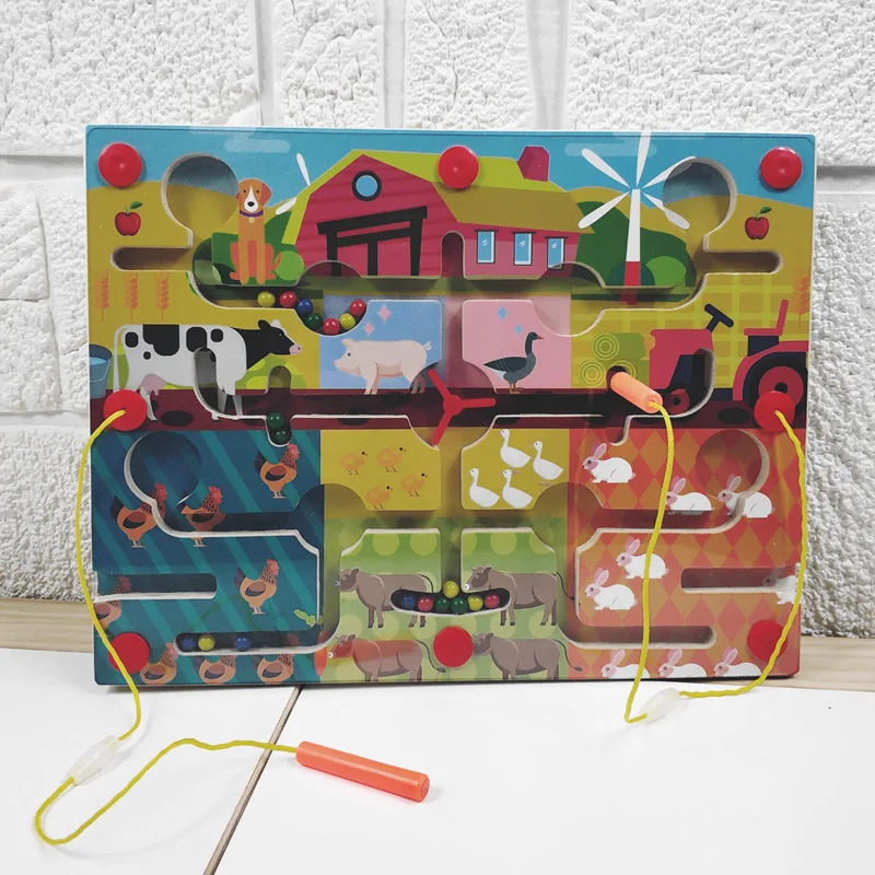 Креативная магнитная ручка-лабиринт для детей, игрушка с приёмом, от 2 до 4 лет, магнитный рулон для фермы, игрушка с фокусом