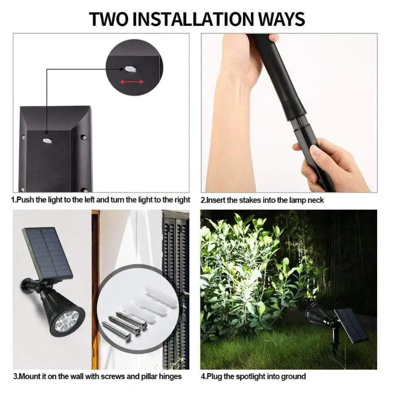 7 LED Light Control Solar Lawn Lights Durable 180 Degree Angle Adjustable Heat-resisting Outdoor Waterproof RGB Courtyard Lamp