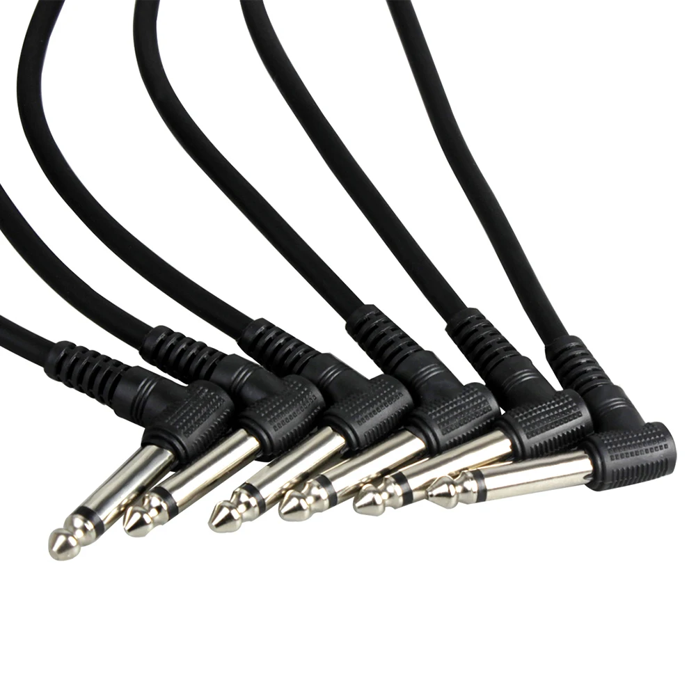 Electric Guitar Cable Guitar Accessories 6Pcs Guitar Effect Pedal Cable Connecting Line 6.35Mm To 6.35Mm Audio Cable 21Cm Right Angle Cord Copper Wire Guitar Accessories