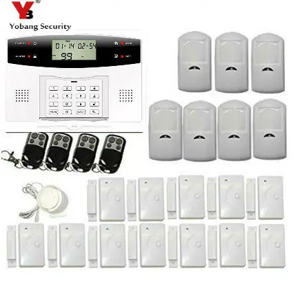 

Yobang Security LCD Display GSM Home Security Burglar Alarm System 7 wired defense zones 99 Wireless Defense zones APP Control
