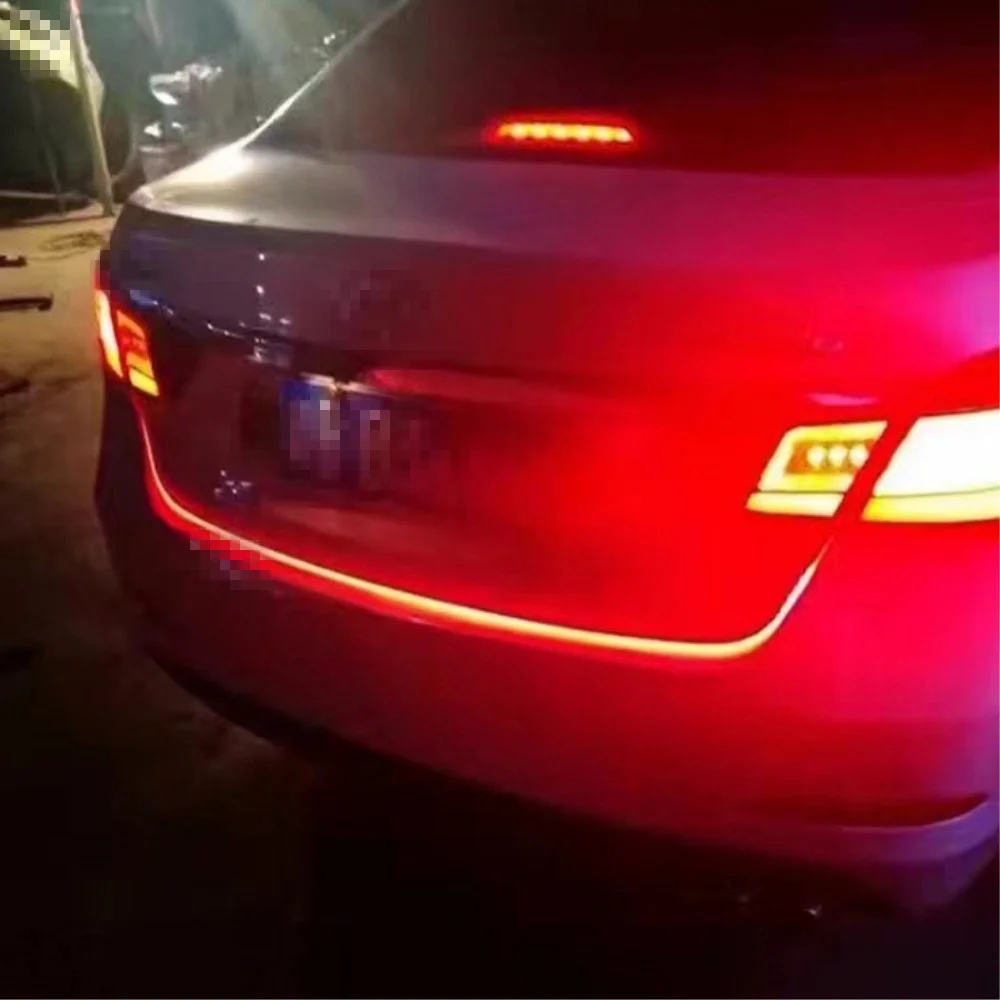 

120CM Car Rear Tail Box Multi-color Dynamic Streamer Brake Turn Signal Warning Light Strip LED Lamps Flexible Lamp Hoods