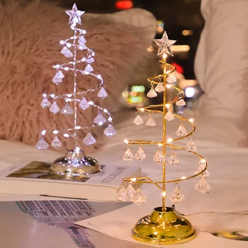 

Christmas LED Crystal LED Night Light Tree Design Desk Table Lights Bedside Lamp Living Room Decor New Year's Lamp