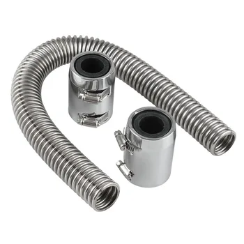 

Universal 24" 610mm Chrome Flexible Radiator Hose with Polished End Caps Kit