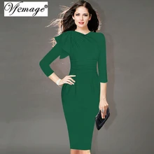 Vfemage женское элегантное платье с рюшами для работы, деловые Коктейльные Вечерние облегающие платья 1056