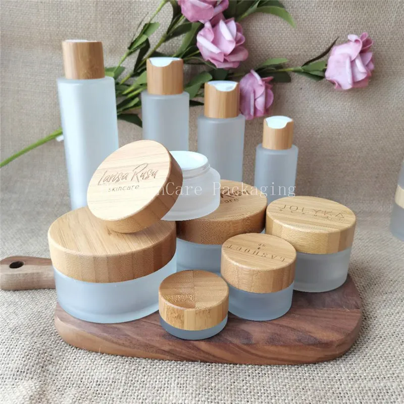 

cosmetic packing jar 5g 15g 30g 50g 100g 200g round bamboo wood facial cream jar cream jar body scrub butter glass container