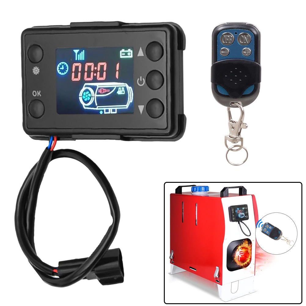 

12V/24V LCD Display Thermostat Monitor Switch+Remote Controller Accessories For 5kw/8kw Car Heater Car Parking Diesel Heater