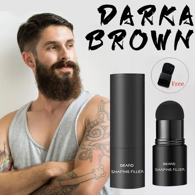 New Beard Filler Beard Filling Powder Stamp Waterproof Mustache Repair Enhancer Shaping Stamp for Men Black/Dark Brown 1