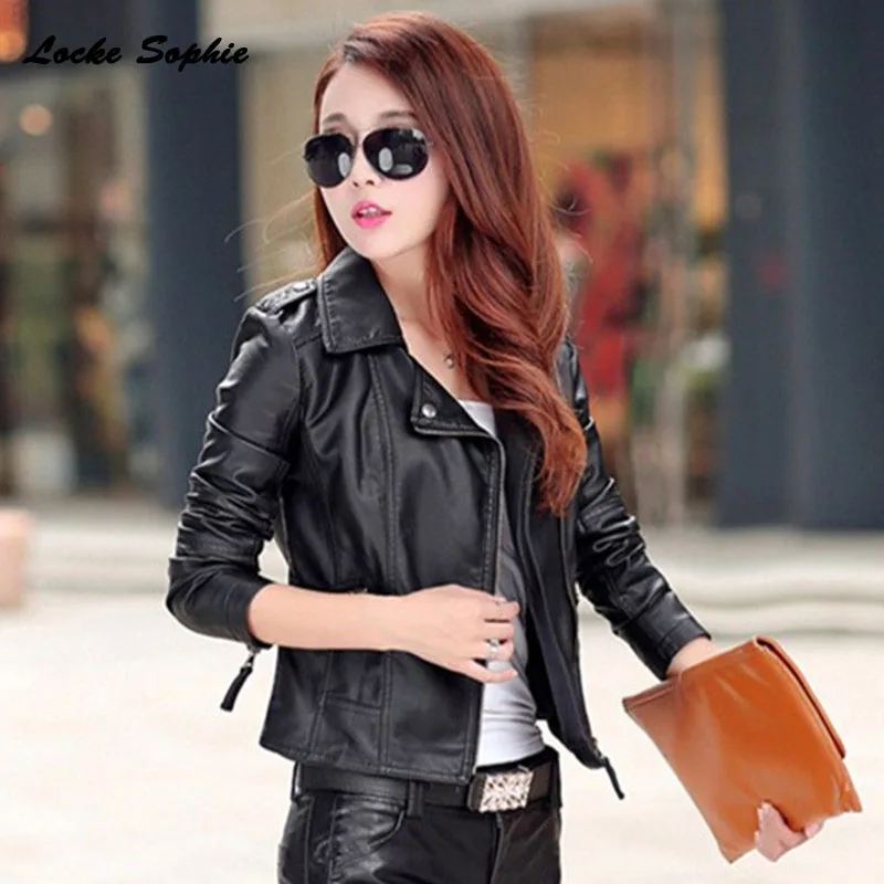 

1pcs Women's Plus size shorts jacket coats 2019 Autumn faux fur PU Leather zipper Splicing Jacket ladies Skinny locomotive coats