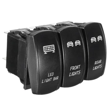 

3pcs Switch Front Rear Blue LED Lights Bars Rocker For UTV Polaris RZR 900 1000 Switches Relays Replacement