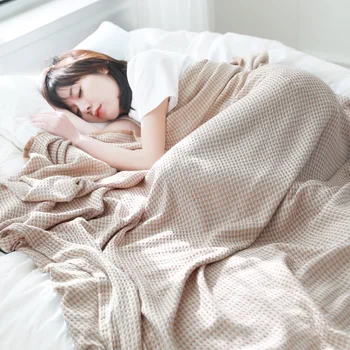 

Blanket Japan Cotton Waffle Summer Quilt for Sofa Bed Towel Quilt Women Wrap Blanket Nap Blankets Throw Blanket for Car Office