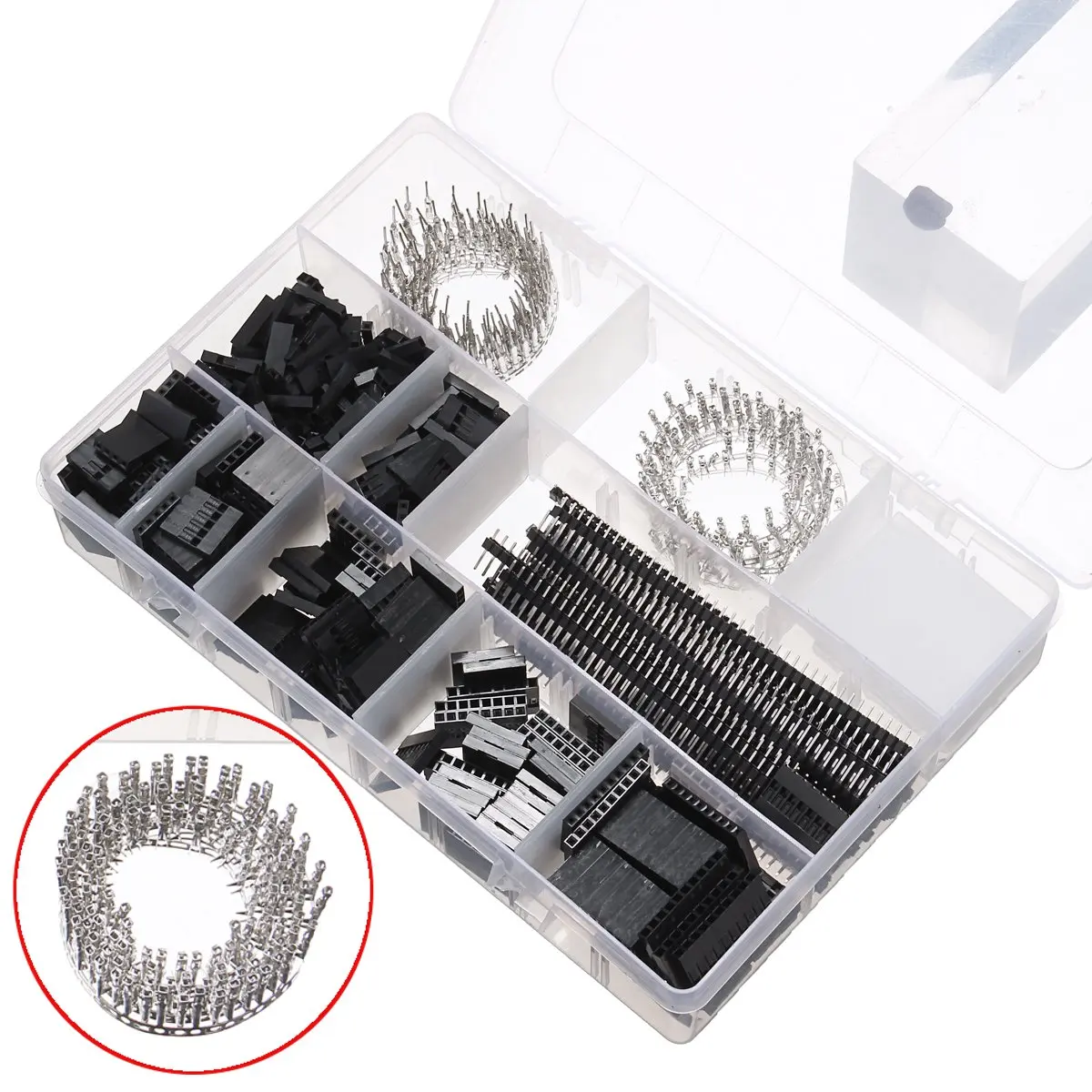 

SWILET 1450Pcs Dupont 2.54MM Connectors Assortment Crimping Tool Kit PCB Pin Headers