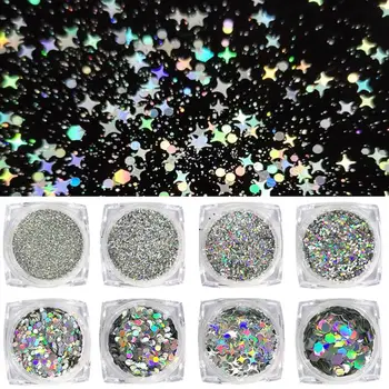 

1 Box Colorful Powder Nails Sliver Glitters Nail Powder Polish Flakes Nail Art Decorations