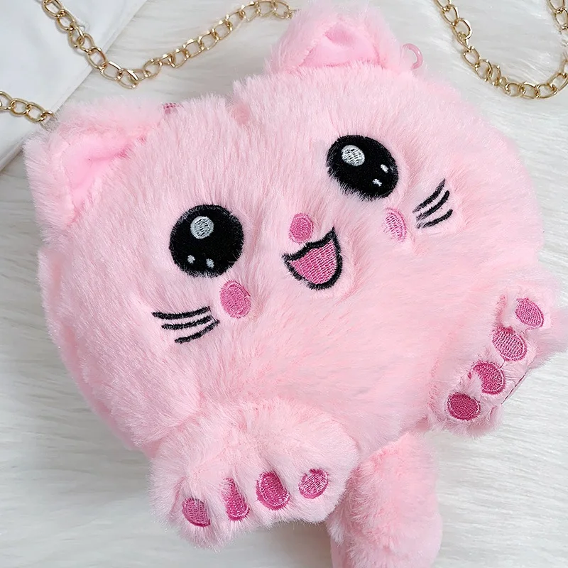 

Cartoon Cute Plush Bag 2019 Autumn And Winter New Style Chain WOMEN'S Bag Cat Versatile Crossbody Bag