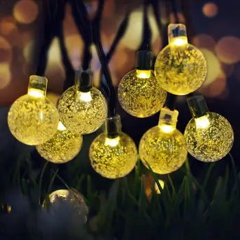 

7M Solar String Light Plug Light String Bubble Ball Shape 50 LED Lights Party Wedding Christmas Decoration