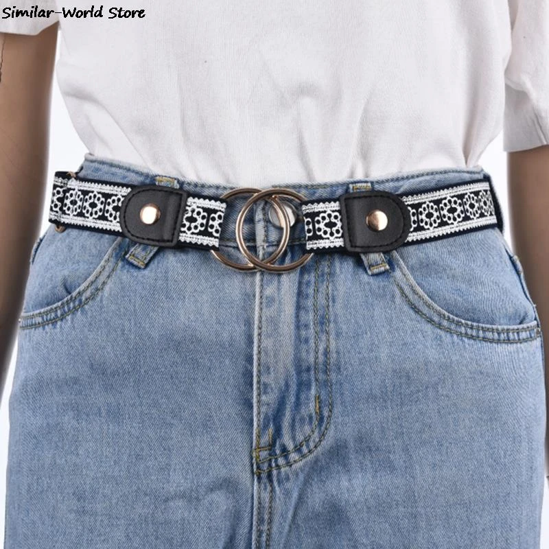 Cinturón sin hebilla para niños y niñas, cinturón Invisible de lona sin hebilla, anillo tipos|Cinturones de mujer| - AliExpress
