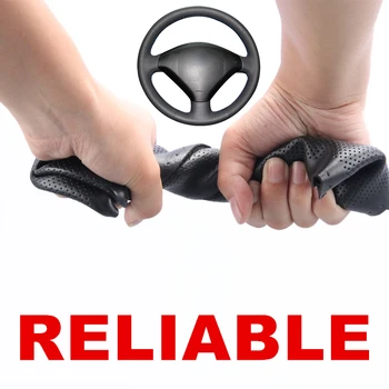 

Hand sewing Black PU Artificial Leather Brown Car Steering Wheel Covers for Peugeot 307 2001-2008 307 SW 2005-2008