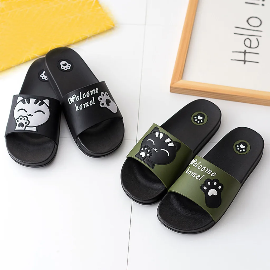 SAGACE/домашние тапочки; женские тапочки для помещений с рисунком кота; повседневная обувь для всей семьи; женские пляжные сандалии; женские шлепанцы для спальни