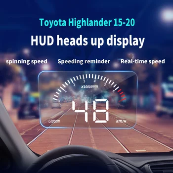 

Car Head up display Windshield Speed Projector Security Alarm Water temp Overspeed RPM Voltage For TOYOTA HIGHLANDER 15-20