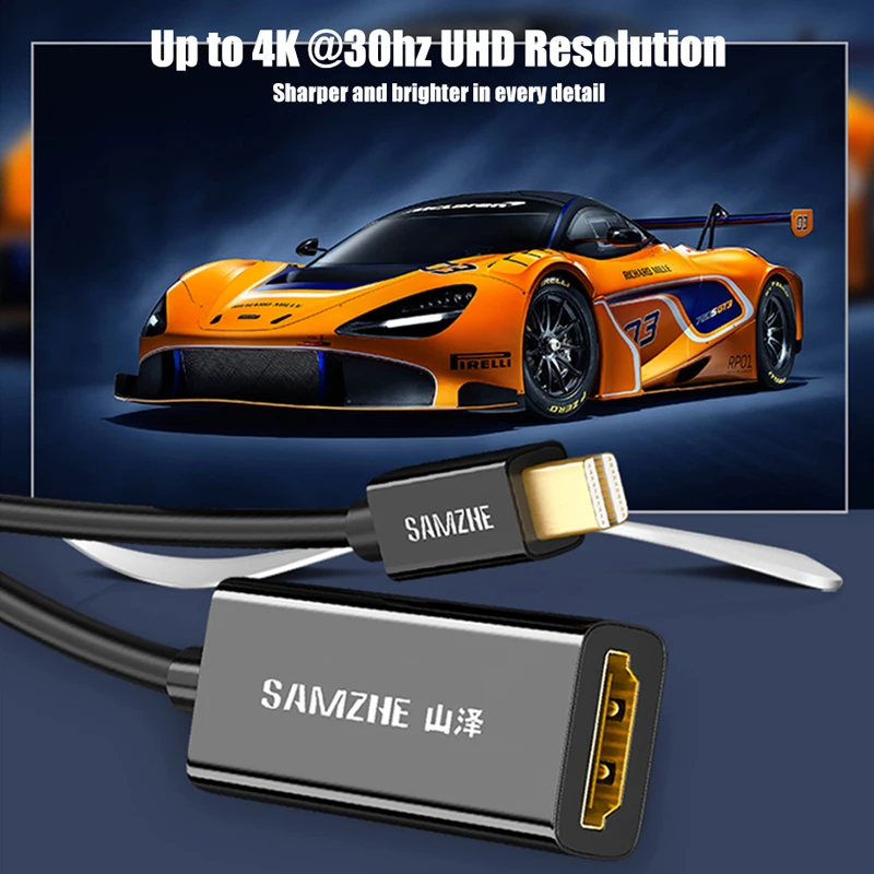 Адаптер SAMZHE Mini DisplayPort HDMI конвертер Thunderbolt для Apple MacBook Air Microsoft Surface Pro белый цвет| |