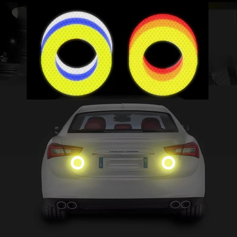 

2 Pcs/Set Reflective Car Sticker Round Warning Safety Sign Motorcycle Auto Decorative Reflector Strip Exterior Car Accessories