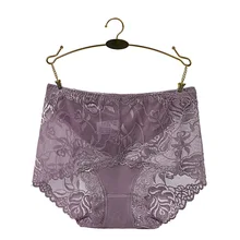 Women Sexy Lace Ruffles Panties Modal Seamless Solid Underwear Silk Cotton Lingerie Transparent Mid-rise Briefs Ladies Big Size